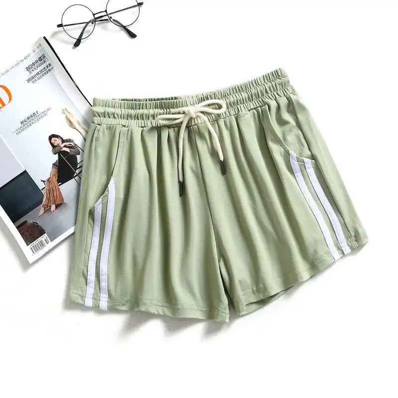 orts Esportivos Fs de Verão Soltos e Casuais em Seda Leiteira, Crimento Três Quartos, Calças de Fibra de Poliéste...