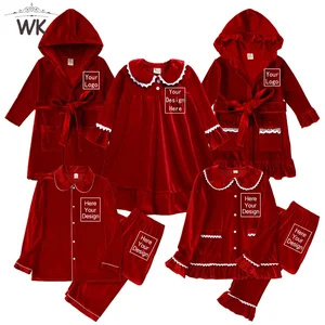 Familie kombiniert Velvet Pyjama Set, personalisierten Pyjama, fügen Sie Ihren Namen, Vater, Mutter, Kinder, Baby, Mädchen, Urlaubsfeher hinzu 12 Hauptverkäufe personalisierte Roben mit Namen - №1