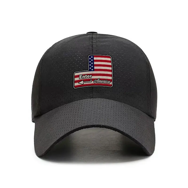 Enter America Flag Quick Dry Baseball Cap Breathable Adjustable Hat