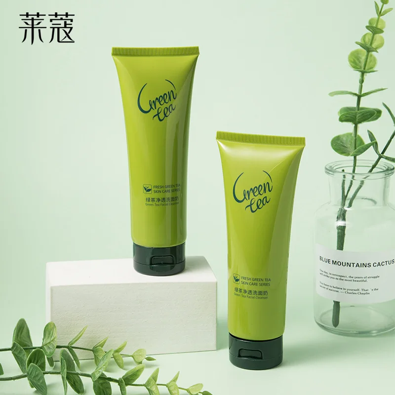 120g Green Tea Facial Cleanser Natural Plants Deep Cleansing Oil-Control Moisturizing Brighten Soften Skin Dense Foam Skin Care