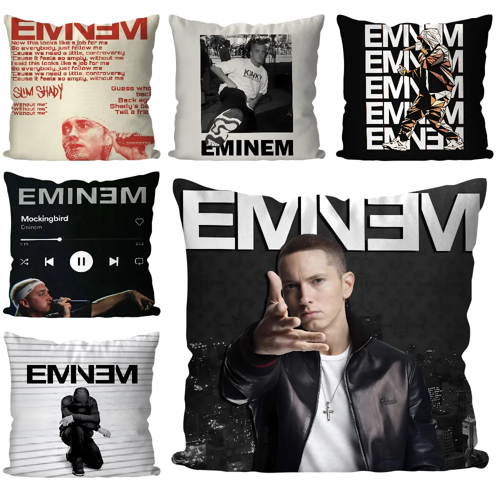 Rapper E-Eminem Pillow Case  Cartoon Sofa Decorative Home Double-sided Printing Short Plush Cute Cushion Cover