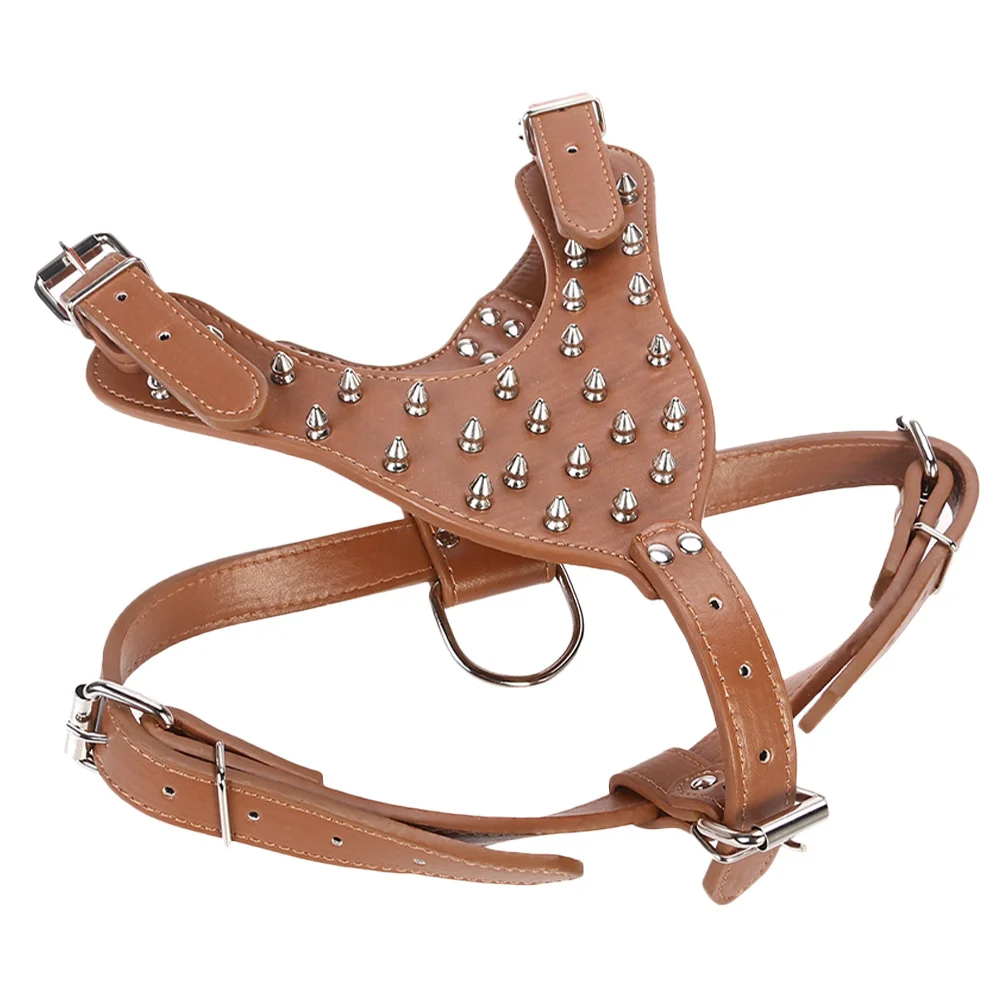 

Pet For Walking Training Travel Outdoor Portable Puppy Harness For Small Large Dogs Pu Wear-Resistant Spiked Dog Vest