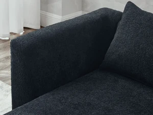 Modern Minimalist Sherpa L-shaped Sofa Set with Right Lounge Chair 3 Wide Thick Armrest
