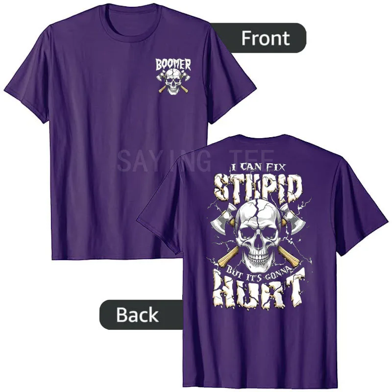 Boomer I Can Fix Stupid But It's Gonna Hurt T-Shirt Y2k Herrenmode Skelett Papa Grafik Spruch T-Shirt Ehemann Cooles Neuheitsgeschenk – Detail 8