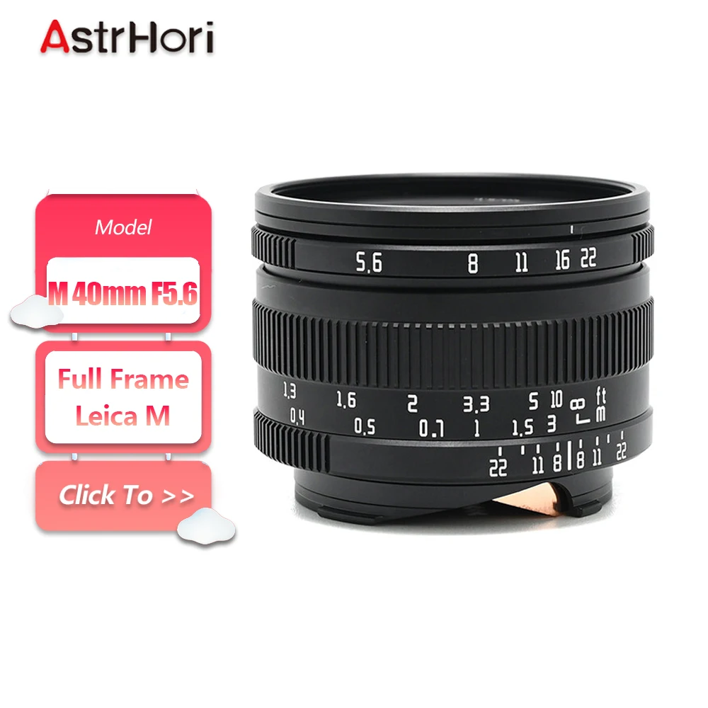 AstrHori Full Frame M 40mm F5.6 Standard Prime Mirrorless Camera Lens for Humanities Photography with Leica M Mount M8 M9