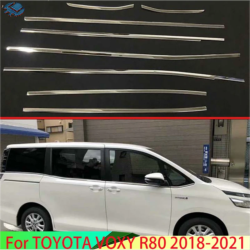 For TOYOTA VOXY/NOAH R80 2018-2021 Car Accessories Body Styling Stick Stainless Steel Window Garnish Window Strip Trim 2019 2020