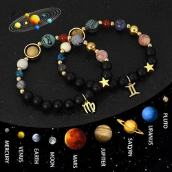 Planet Bracelet Eight Planet Stones Zodiac Signs Natural Stone Beads Bracelet Family and Friends Christmas Birthday Gift Jewelry