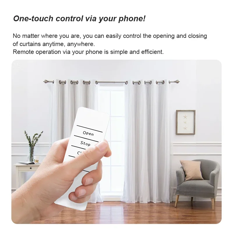 RF Remote Control Electric Curtain Motor Silent 3-in-1 I/U/Roman Rod Track Automatic DIY Motorized Curtain Driver Home Accessory
