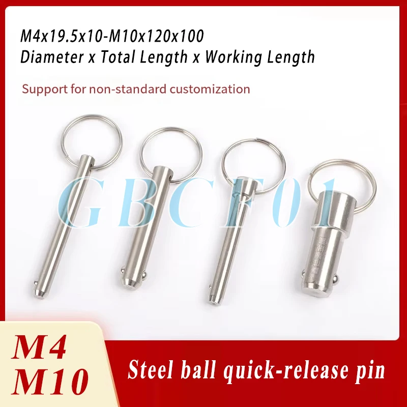 

Ball Lock Pin-Single Ball Quick Release Detent Pin,Ball Head Locking Safety Pin,Steel Ball Safety Pin for Machinery M6 M12