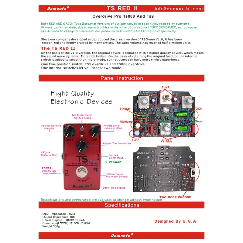 Demon Handmade Upgraded Demonfx Overdrive Chorus with True Bypass