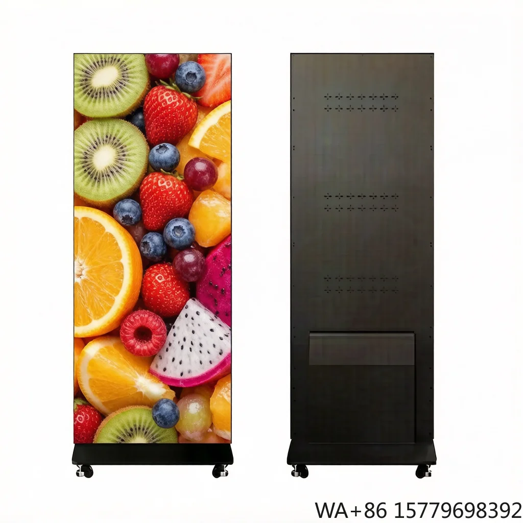 P1.25  P1.86 P2.5 Portable Floor Standing Indoor Outdoor Ad Movable Intelligent Foldable Advertising Screen Led Poster Display