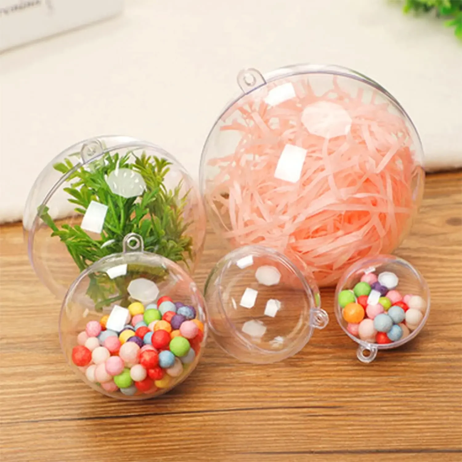 20/1 قطعة كرات عيد الميلاد لتقوم بها بنفسك حلي قابلة للتعبئة شفافة كرة مجوفة الحلي حفل زفاف شجرة عيد الميلاد معلقة هدية زينة