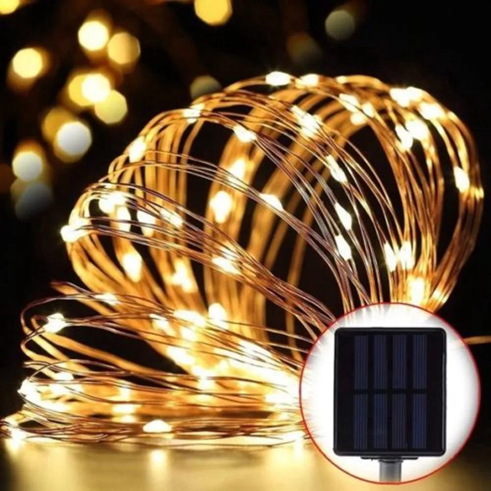 Fata solare stringa luci 10m 100LED / 5M 50 LED impermeabile ghirlanda esterna lampada a energia solare natale per la decorazione del giardino