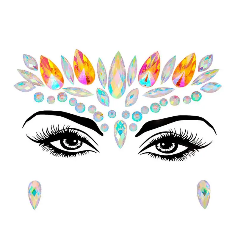 2/3/4SETS Eyebrow Decoration Fashionable Eye-catching Beautiful The Hottest 1 Sheet Popular Resin Drill Forehead Decoration