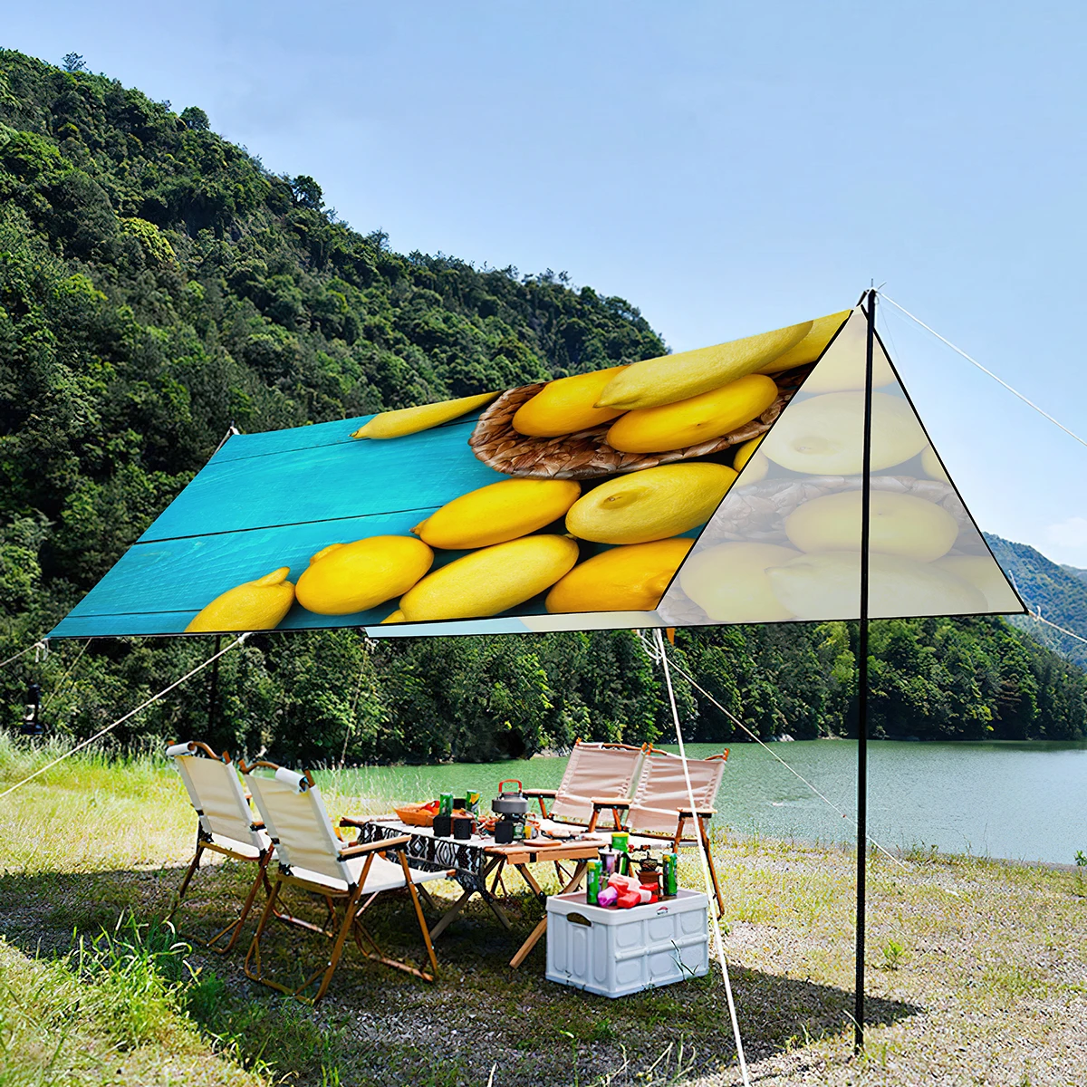 

Fruit Lemon Waterproof Sun Shade Canopy,Lightweight Portable Foldable UV Resistant Tent For Beachgoer,Surfer,Camping Enthusiast