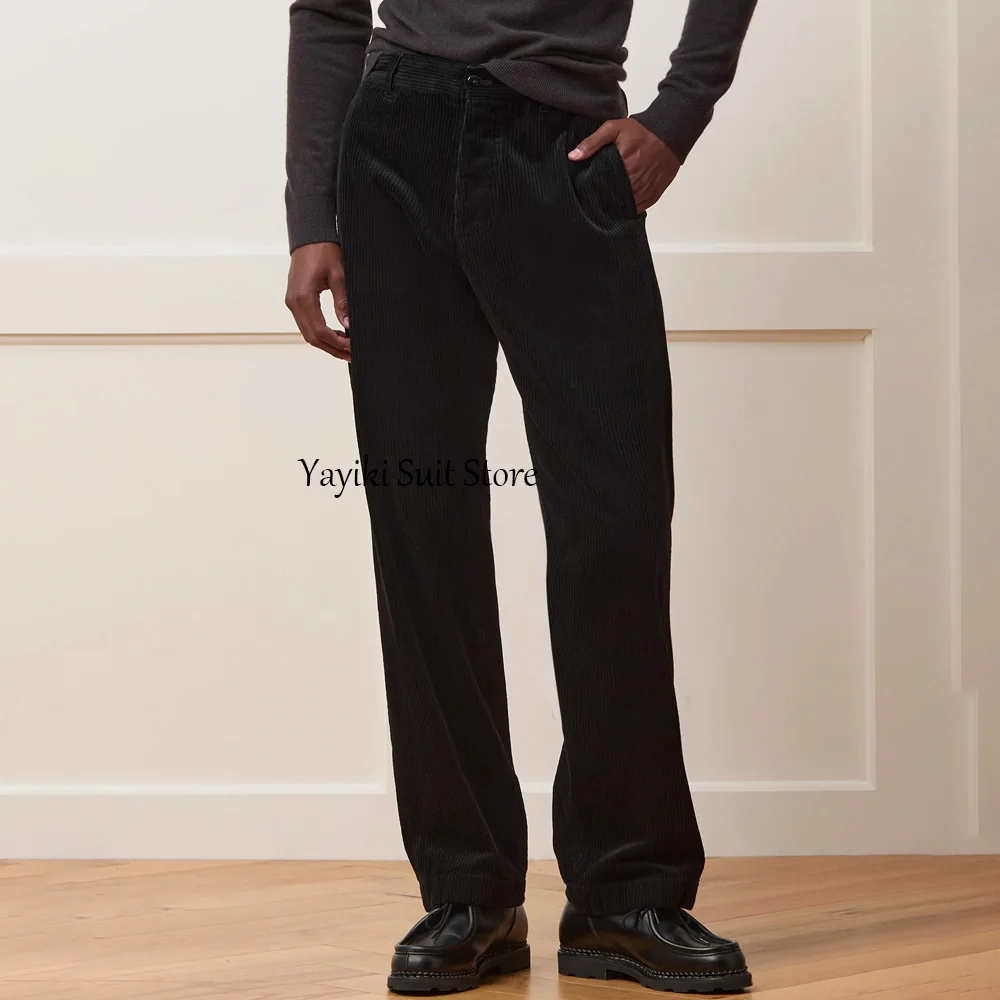 

Men's Trousers Straight Pants for Man Formal Corduroy Fabric Straight-leg Casual Work Trouser Tailoring Classic Clothing