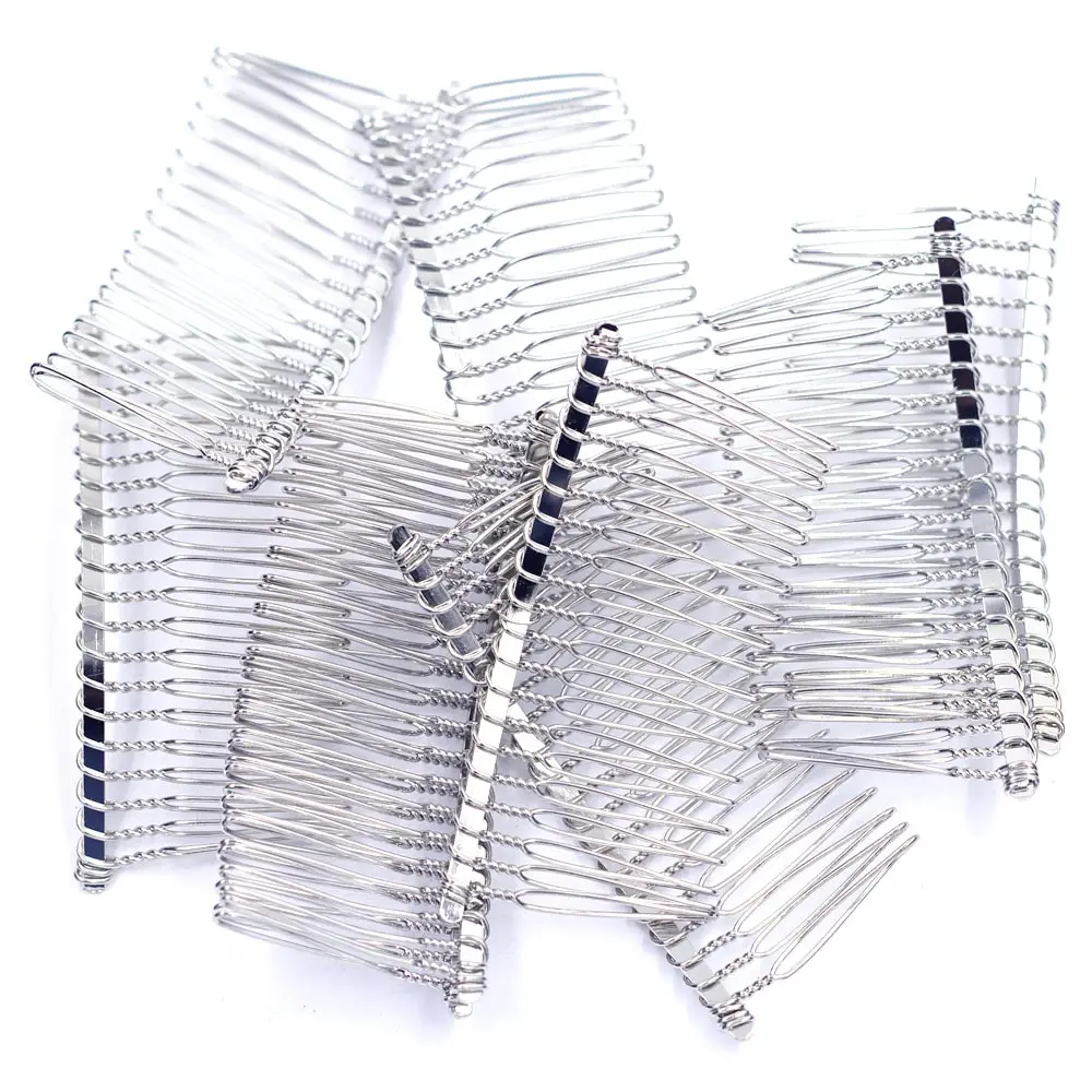 Free Shipping 150Pcs Silver Tone Comb Shape Hair Clips Charms Fashion Jewelry Findings Component 7.8x3.8cm