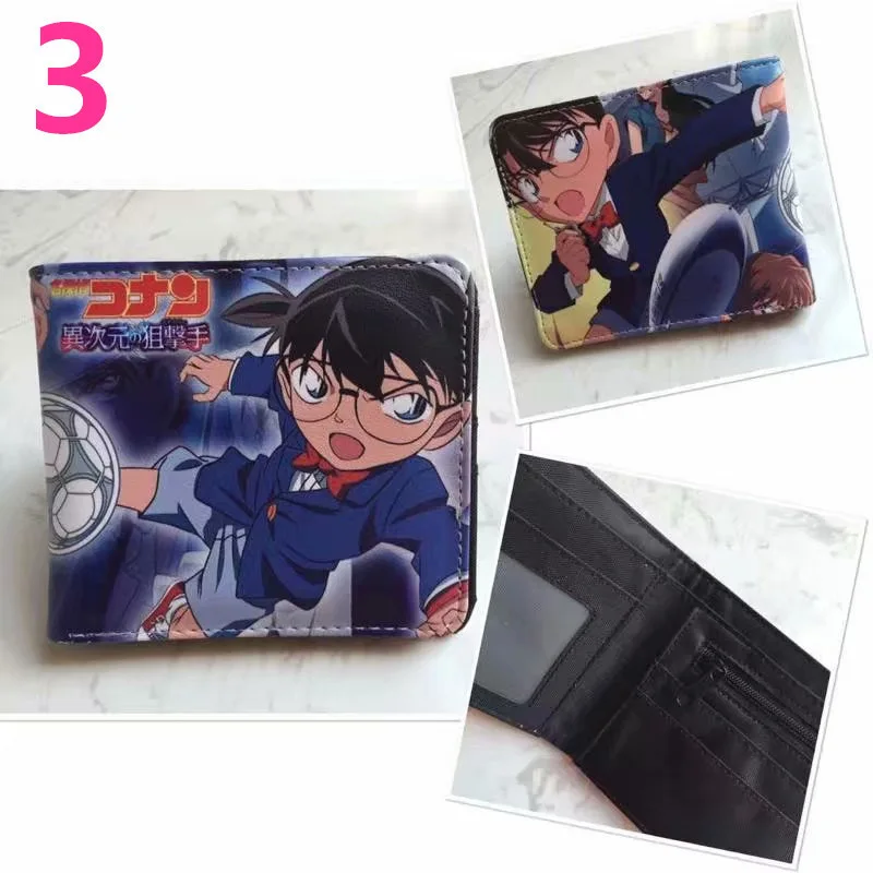 Cute Anime Detectives Conan Short Coin Purse Cartoon Student Folding Wallet Storage Bag Coin Purse Leather Wallet Birthday Gift