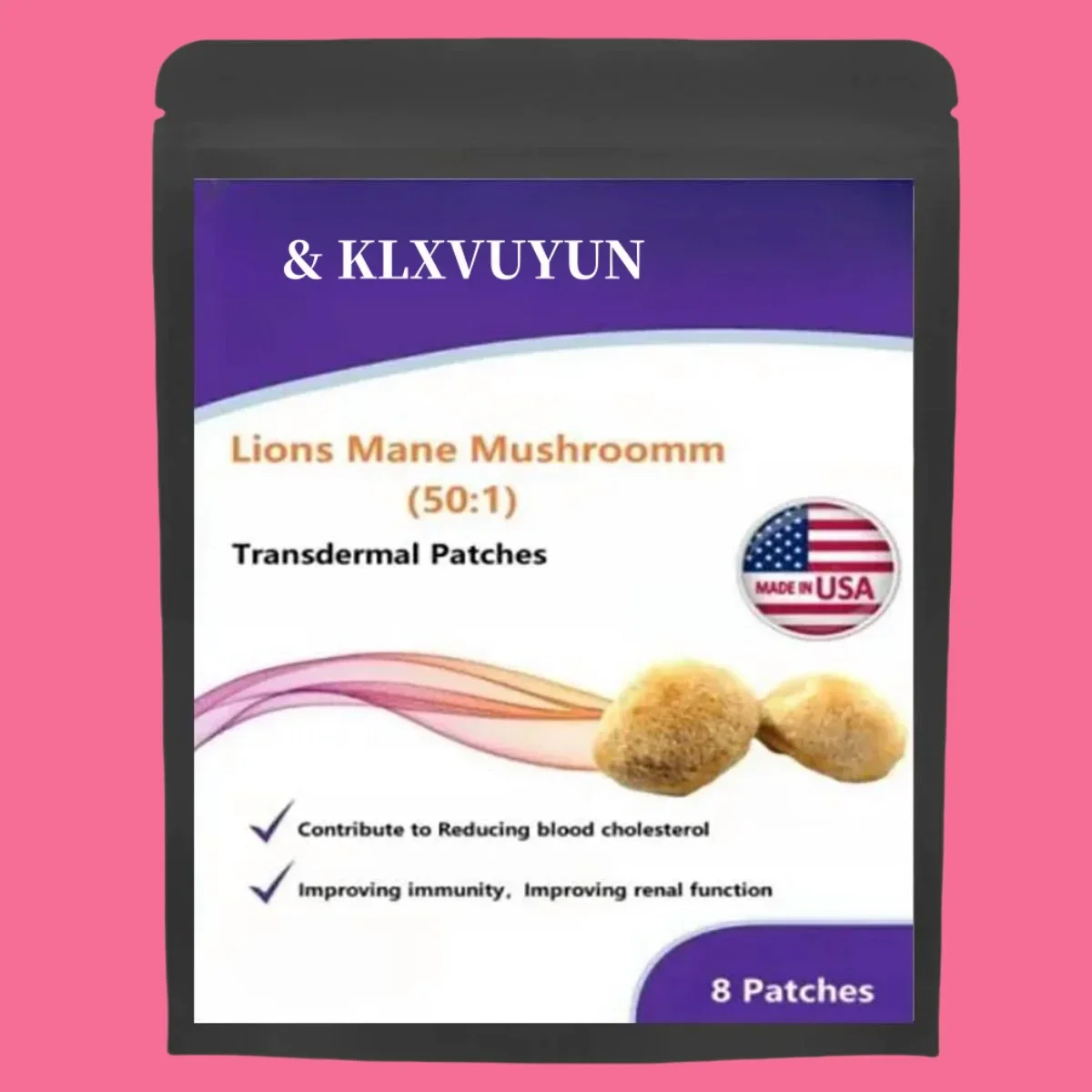 Lions Mane Mushroomm / Hericium Erinaceus 50:1 - رقع Transdermal المصنوعة في الولايات المتحدة الأمريكية، توريد لمدة شهرين