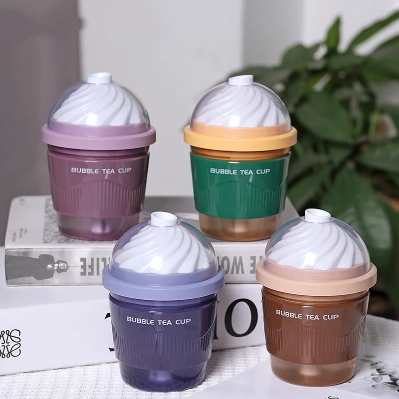 Stylish Milk Tea Cup Shaped Humidifier, Small Portable Sprayer, Direct Plug, Seven-Color Gradient Night Light Humidifier