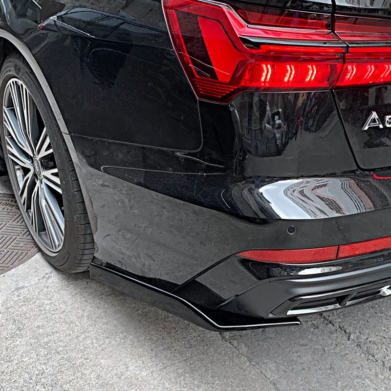 Picture 6: For Audi A6 2017-2024 2019 2022 Car Protector Corner Guard Carbon Fiber Rear Bumper Splitters Aprons Modification Decoration ABS