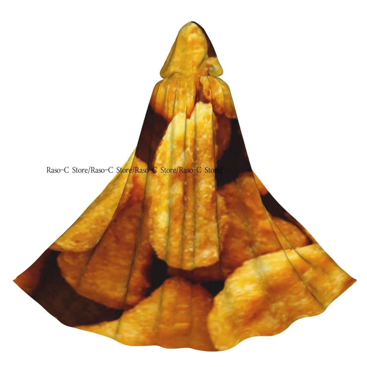 Bio-Umhang mit gebratenen Hühnernuggets, Kapuzenumhang, Polyester, Unisex, Hexenumhang, Kostümzubehör