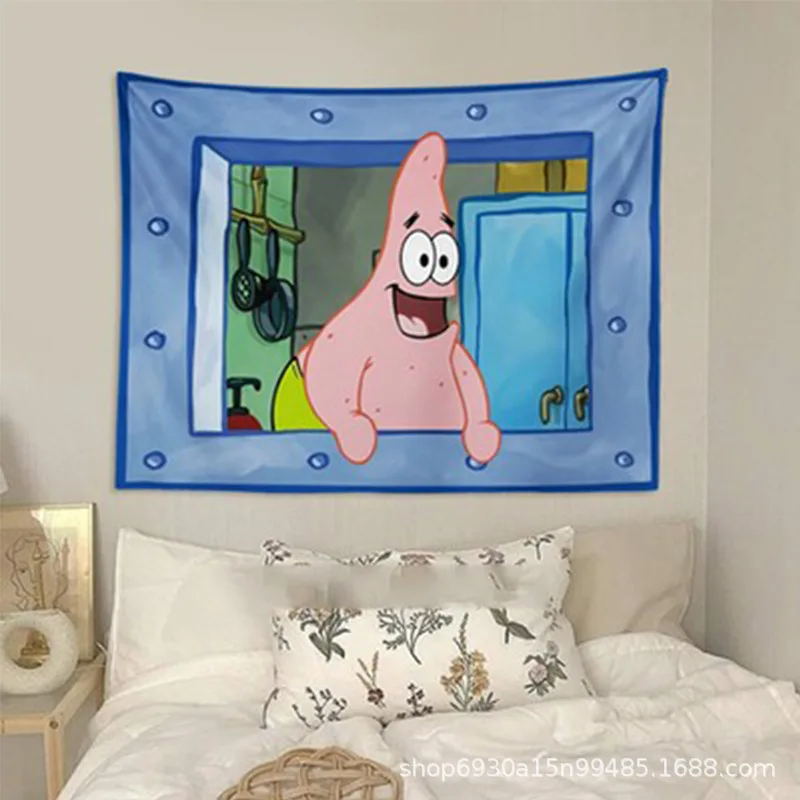 SpongeBob Patrick Star Small Tapestry Men and Women Room Decor Background Cloth Decorative Blanket Children Birthday Gifts New