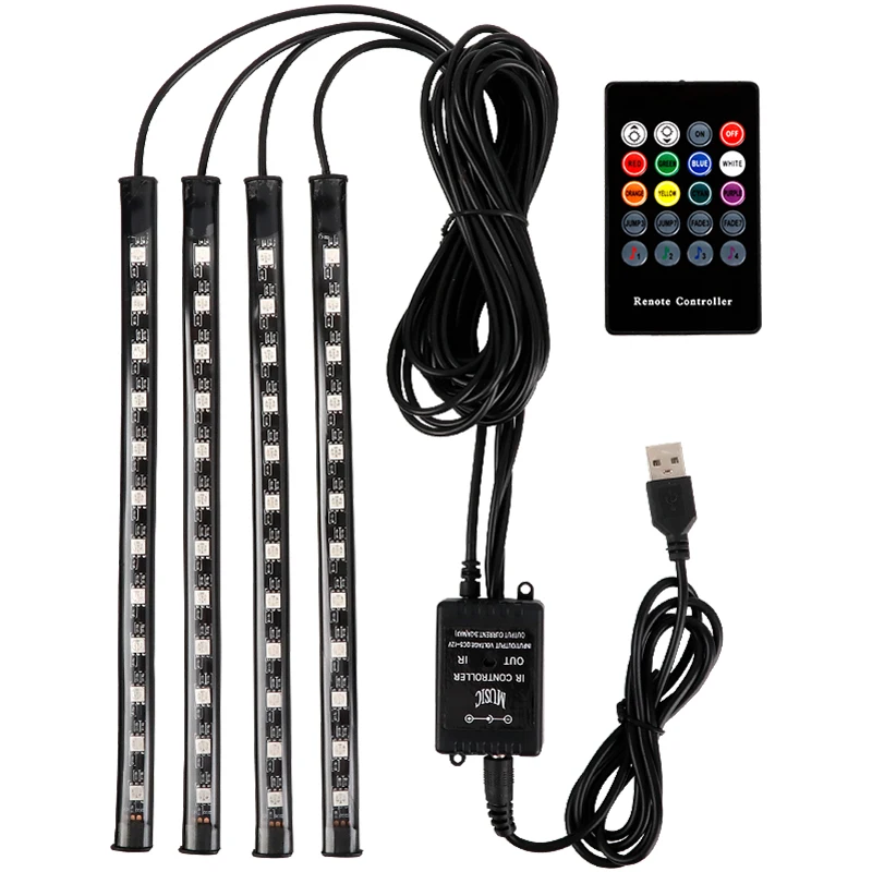 In‑car Voice‑activated Ambient LED Lights, Colorful Footwell Interior Atmosphere Lights with Music Rhythm Function