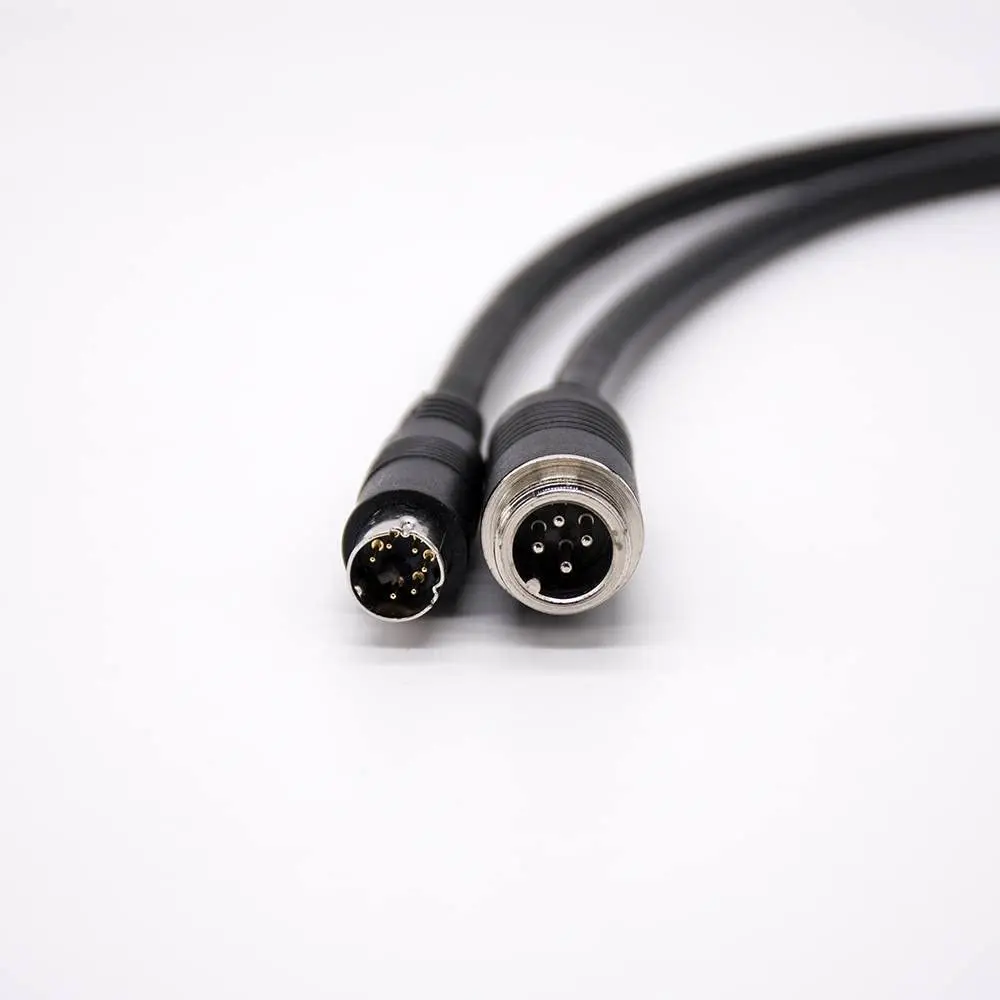 Mini Din Electrical Plug Connector 6 Pin To GX12 4 Pin Straight Male Injection Cable PVC 22AWG 300mm