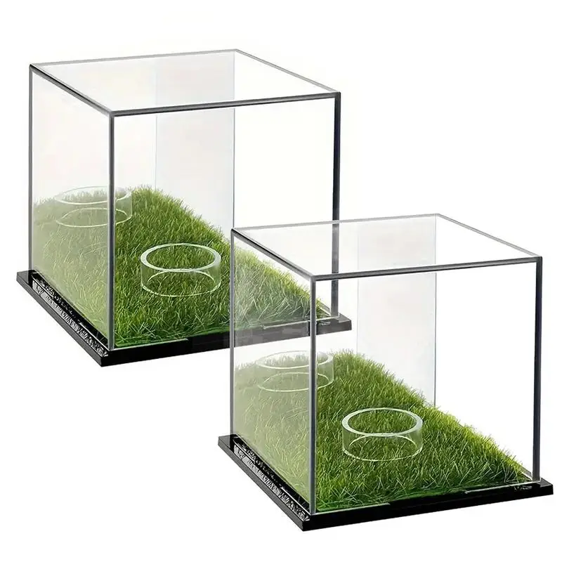 Clear Golf Ball Display Case 2X Acrylic Single Golf Ball Stand Display Box For Enthusiasts Dust Protection Square Case For