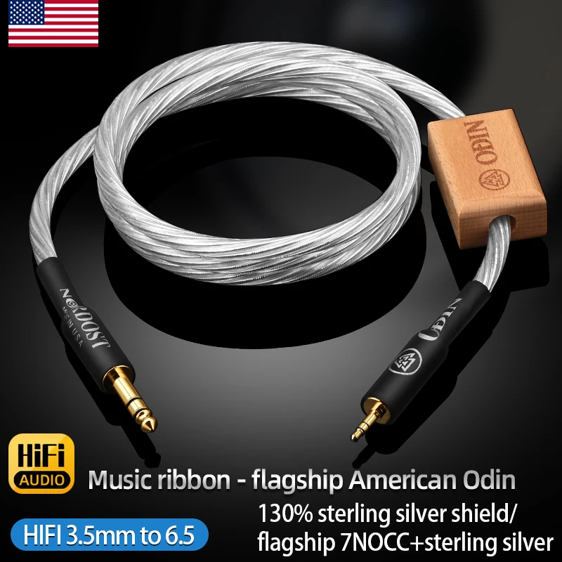HiFi 3.5mm to 6.35mm Audio Cable Pure Silver OCC Stereo 3.5 Jack to 6.5 Jack Adapter Aux Cable for Mixer Amplifier
