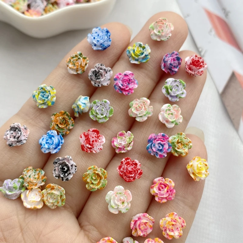 100 pz misto Nail Art resina cartone animato rose colorate serie Charms strass artigianato fai da te per unghie decorazioni 3D gioielli