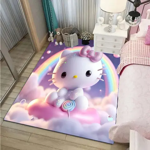 Sanrio Hello Kitty Rugs Large Carpets for Home Living Rooms Children Bedroom Sofa Doormat Floor Decor Mat Kids Mat Decoration