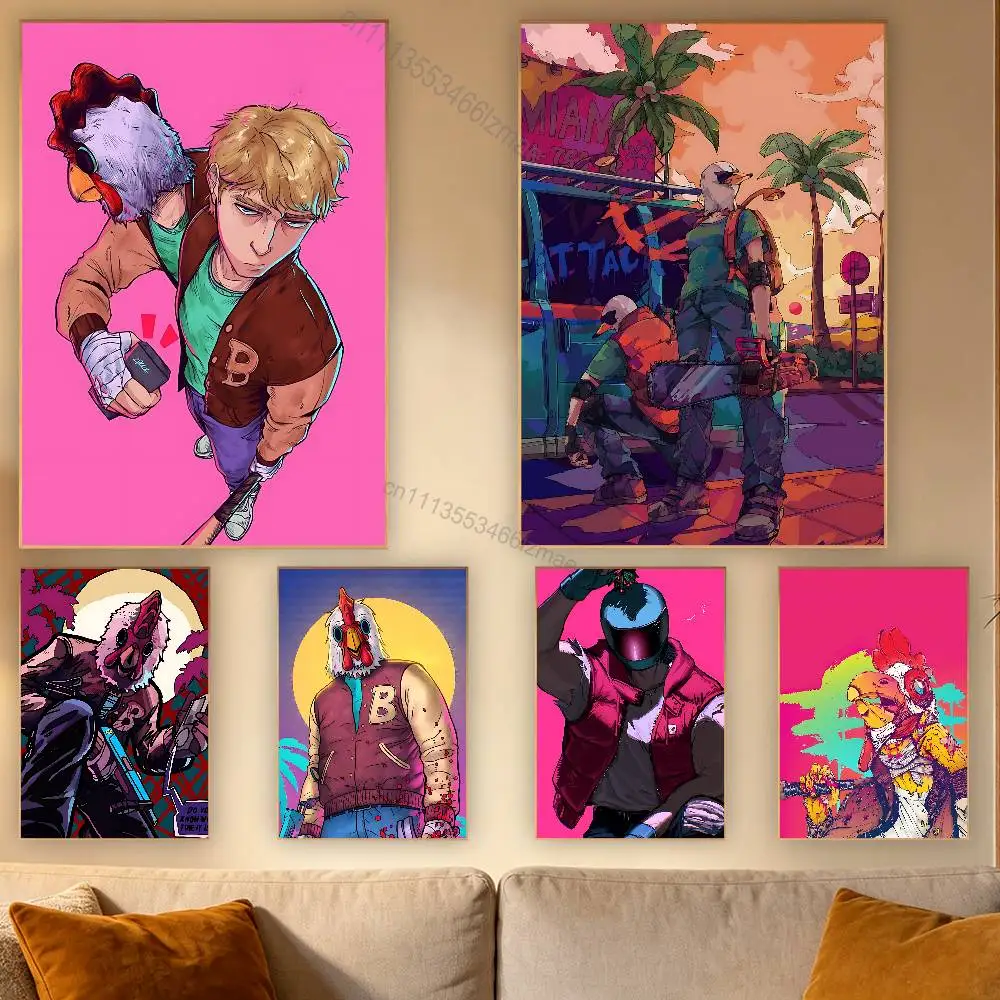 

H-Hotline M-Miami Game Poster Wall For Sticky Decoration Waterproof Home Living Room Bedroom Bar