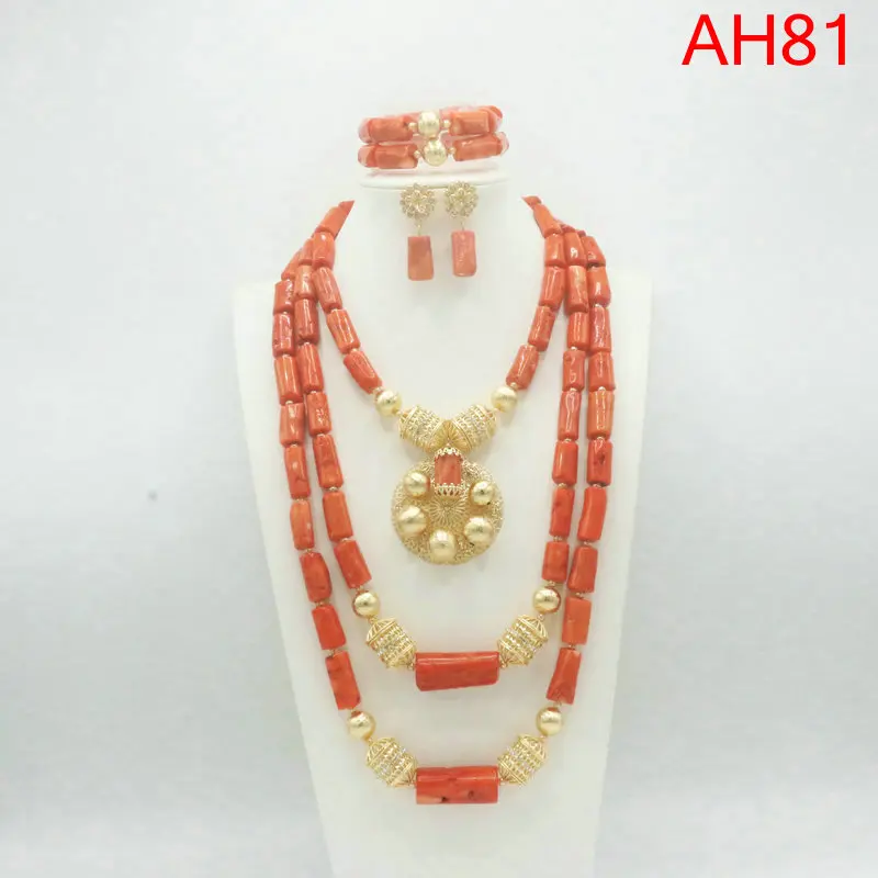 Fashion African Jewelry Set Nigerian Wedding Real Coral Jewelry Set