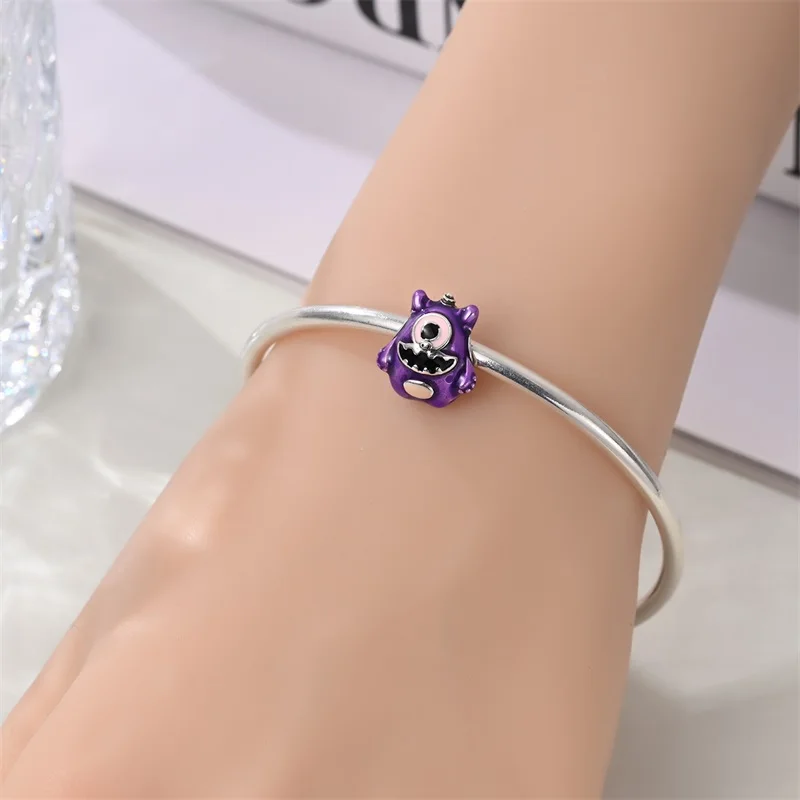 سحر الأصلي 925 فضة الأرجواني لطيف الحيوانات الأليفة الخرز صالح سوار Diy غرامة هدية المرأة حساسة مجوهرات الإكسسوار #4