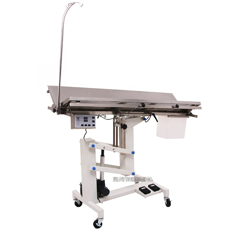 

Electric stainless steel lifting vet operation table with V tilt function and the bandage hooks for veterinary surgery