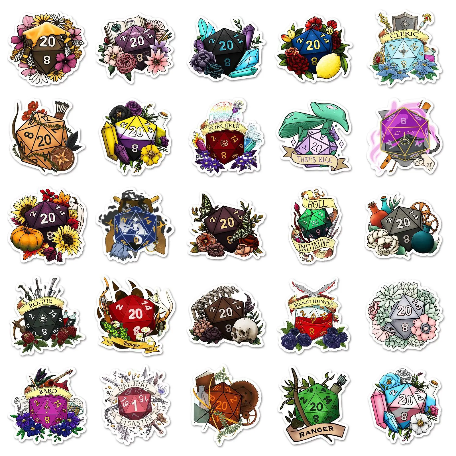 50PCS Polyhedral Dice Stickers - огляд і ціна Board Game Quote