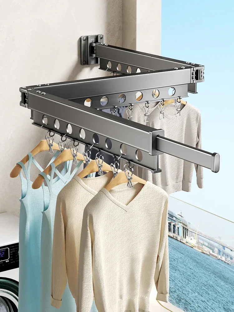 

Hot salesNon-perforated folding drying racks, invisible wall-hung clothes poles, outdoor retractable balconies, drying clothes