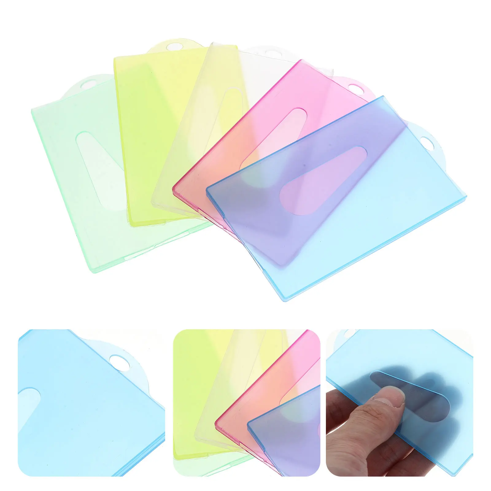 

30pcs Candy Color Card Sleeves Clear Plastic Id Covers For Trading Game Cards Protective Sleeves Name Tag Holders Transparent