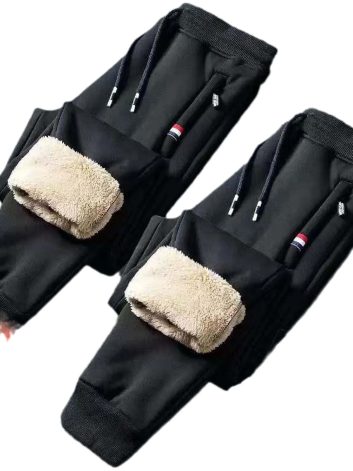 

Thiened Fce мужские свободные спортивные повседневные брюки из бархата ягненка, теплые длинные брюки, осень-зима, прямые брюки с низкой талией