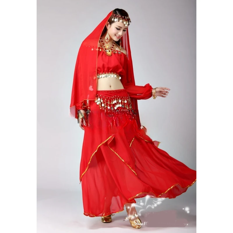 oriental belly dance costume set professional bollywood dress indian sari bridal women top skirt chiffon bellydance perfomance