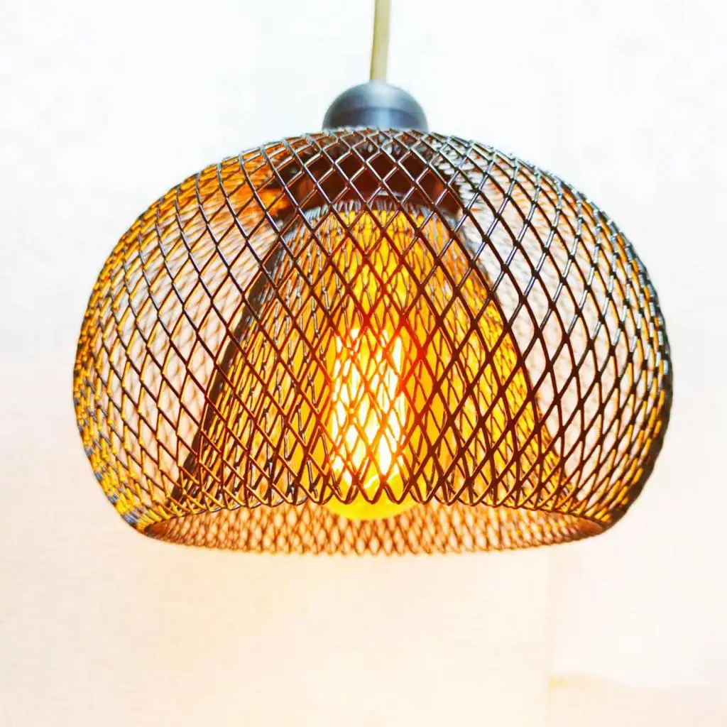 Metal Wire Pendant Lamp Shade Retro Chandelier Cover Ceiling Light Cover Lampshade for Kitchen Teahouse Hallway Hotel