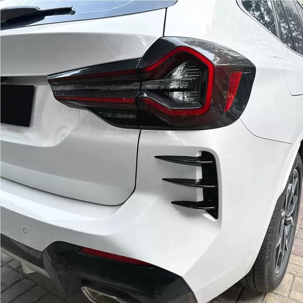 1 Pair of Rear Bumper Wind Blade Thick Surround Side Wings for BMW X3 G01 LCI 2022+ ABS Car Accessories  Black&Carbon Fiber