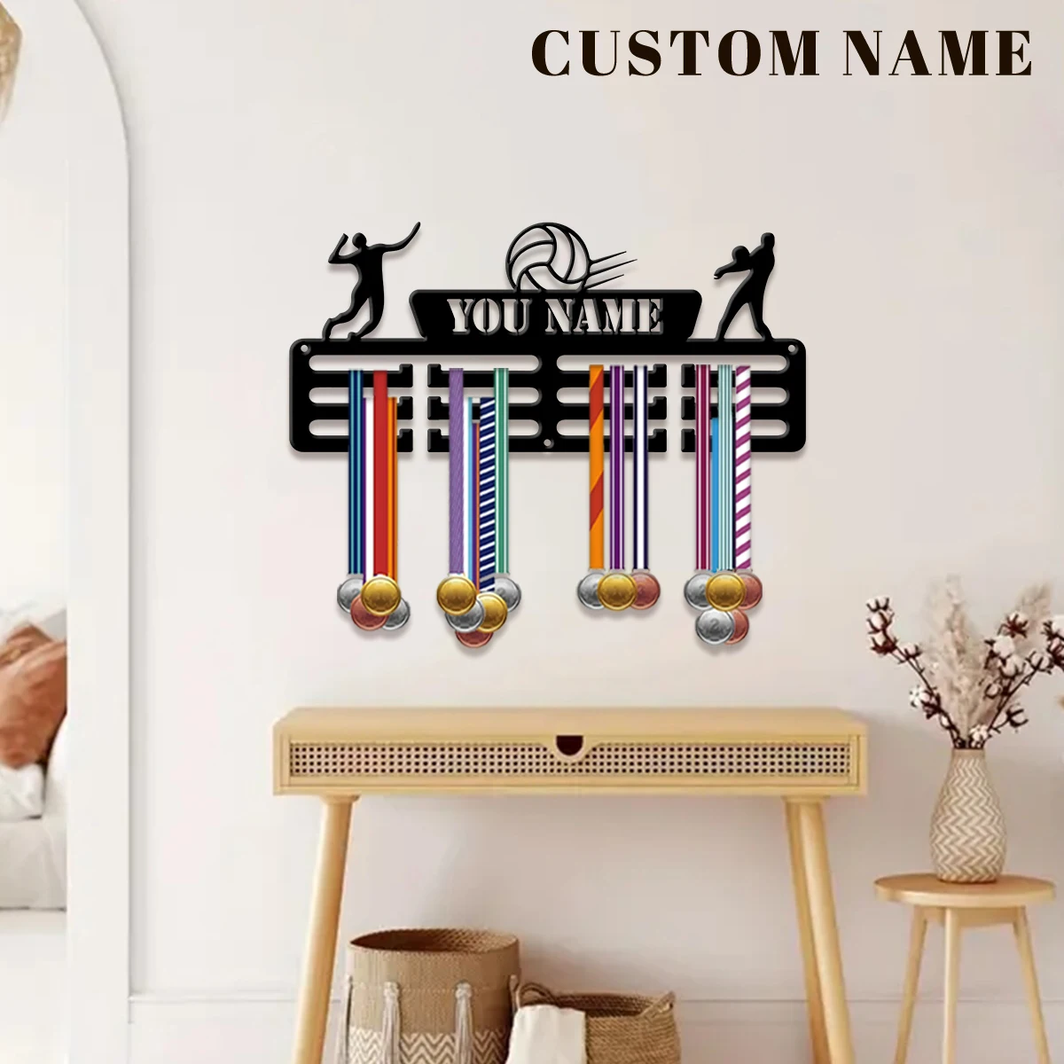 1pc Custom Iron Medal Hanger Personalized Name Exclusive for Volleyball Players Design Medal Display Rack, Birthday Gift image 3