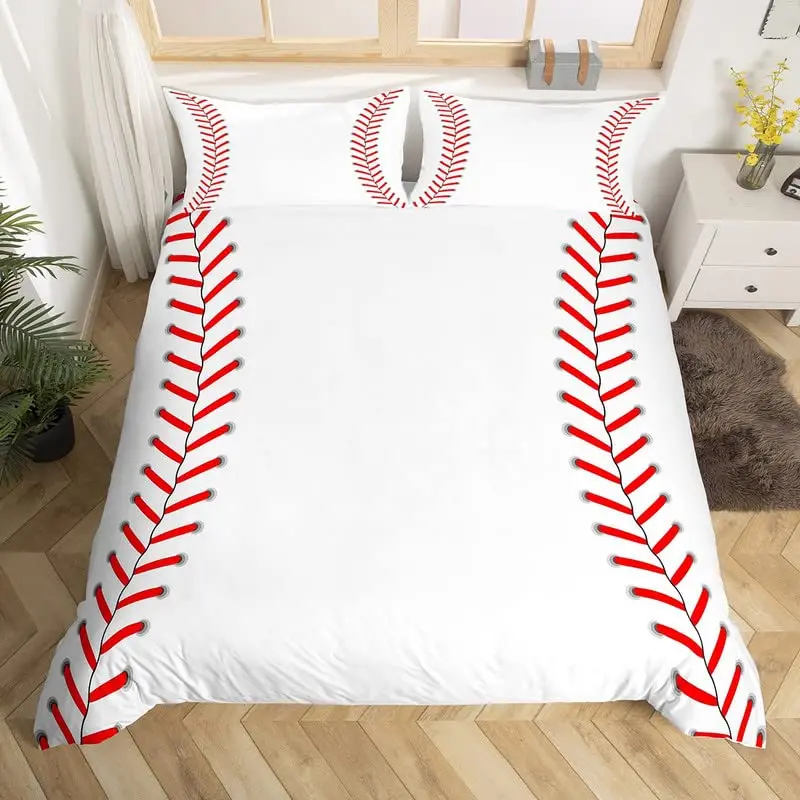 Baseball Bedding Set Ball Sports Theme Comforter Cover for Boys Teens Baseball Game Duvet Cover Athlete Competitive Quilt Cover