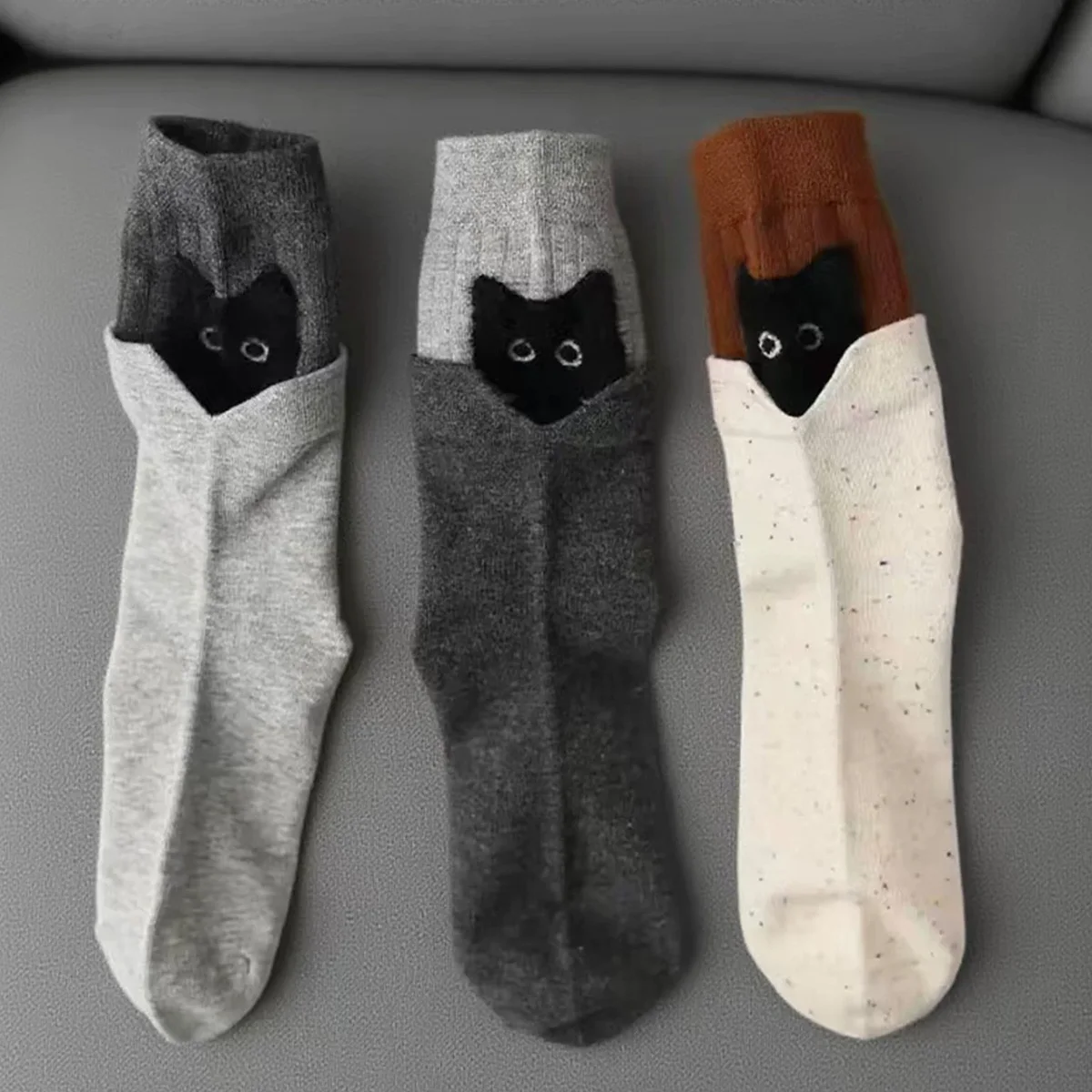 3 Paar niedliche Cartoon-Tier-Damensocken, modisch, lässig, lange Mittelrohr, modisch, bequem, Damensocken
