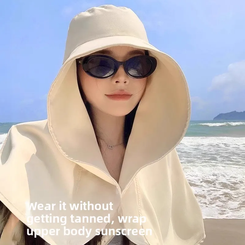 حماية من أشعة الشمس لكامل الوجه وقبعة من الشمس مع قناع ذو حواف متكامل لحماية الرقبة من الأشعة فوق البنفسجية وقبعة صياد السمك