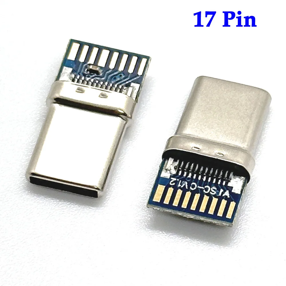 1szt Złącze USB 3.1 Type-C 17-pinowe męskie gniazdo Adapter do lutowania drutu i kabla 17-pinowe wsparcie płytki PCB