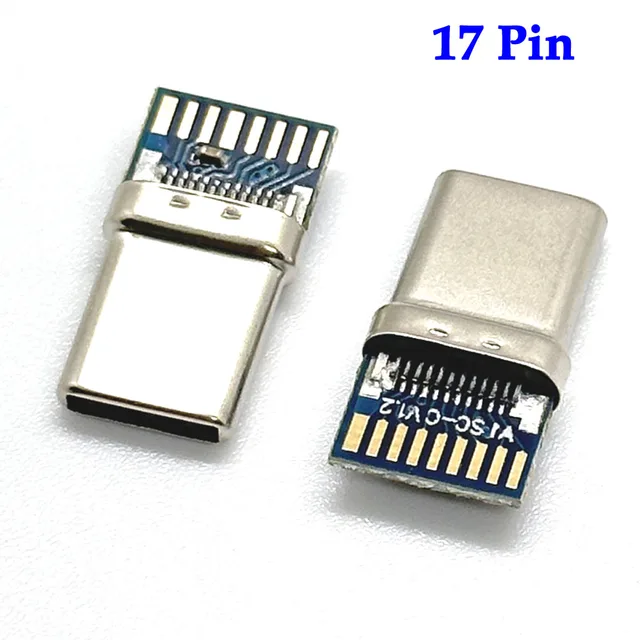 1szt Złącze USB 3.1 Type-C 17-pinowe męskie gniazdo Adapter do lutowania drutu i kabla 17-pinowe wsparcie płytki PCB